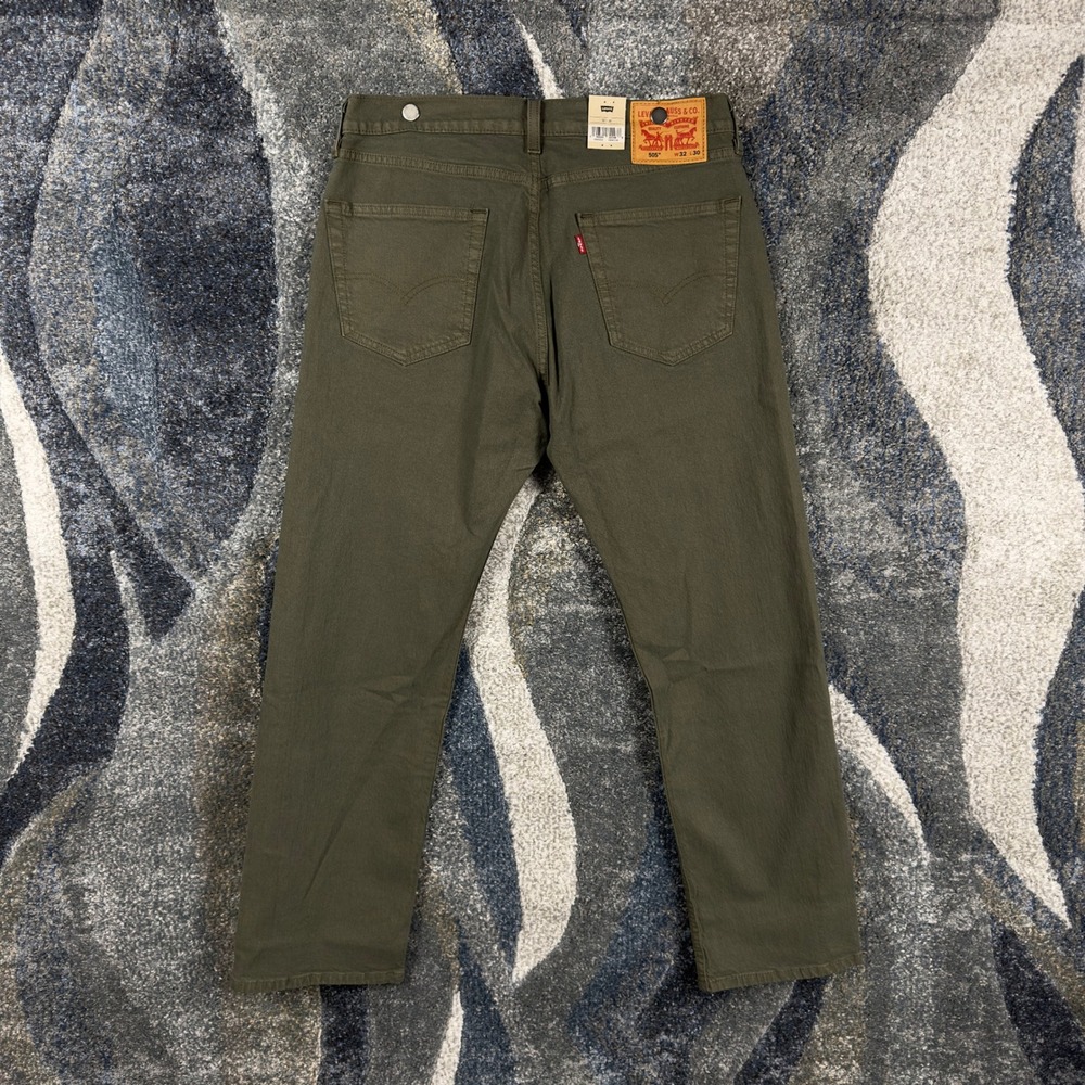 Levis 505 Regular Fit Straight Leg Pants Olive Green 32x30 Eco Ease Stretch 1655
